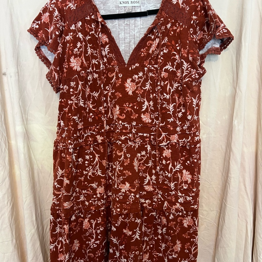 Knox Rose Women's Rust Floral Midi Dress